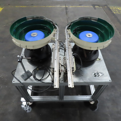 Dual Vibratory Bowl Feeder System with 3 Rodix Feeder Cube Controllers 115V 1Ph