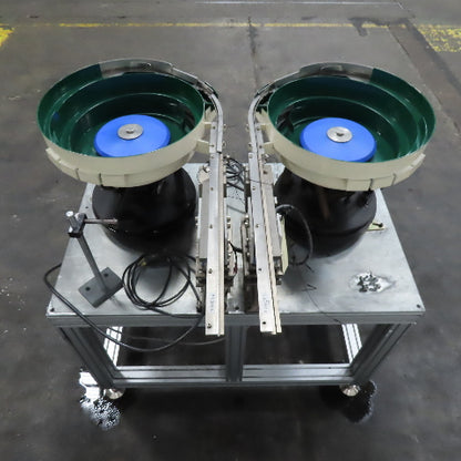 Dual Vibratory Bowl Feeder System with 3 Rodix Feeder Cube Controllers 115V 1Ph