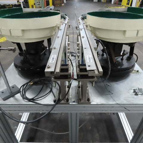 Dual Vibratory Bowl Feeder System with 3 Rodix Feeder Cube Controllers 115V 1Ph