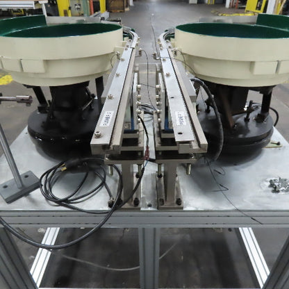 Dual Vibratory Bowl Feeder System with 3 Rodix Feeder Cube Controllers 115V 1Ph
