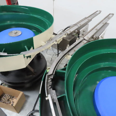 Dual Vibratory Bowl Feeder System with 3 Rodix Feeder Cube Controllers 115V 1Ph