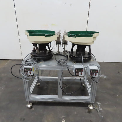 Dual Vibratory Bowl Feeder System with 3 Rodix Feeder Cube Controllers 115V 1Ph