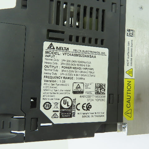 Delta VFD4A8MS23ANSAA MS300 1HP Variable Frequency Drive VFD 230V 3Ph