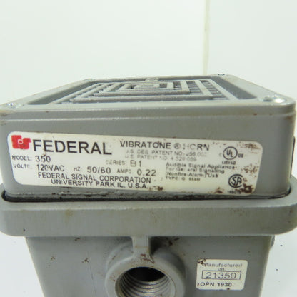 Federal Model 350 Vibratone Horn 120VAC 0.22A Ser B1