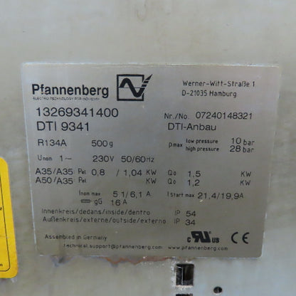 Pfannenberg 13269341400 DTI 9341 DTI-Anbau Enclosure Cooling Unit 230V 1.5kW 1Ph