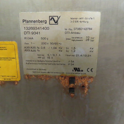 Pfannenberg 13269341400 DTI 9341 DTI-Anbau Enclosure Cooling Unit 230V 1.5kW 1Ph
