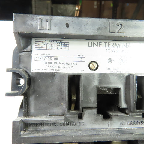 Allen-Bradley 1494V-DS100 100A 3-P Safety Disconnect Switch 600V W/(3)100A Fuses