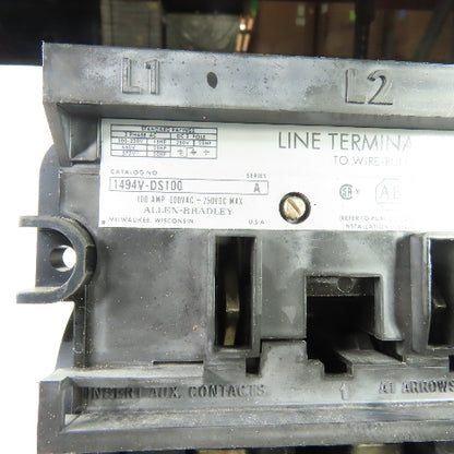 Allen-Bradley 1494V-DS100 100A 3-P Safety Disconnect Switch 600V W/(3)100A Fuses