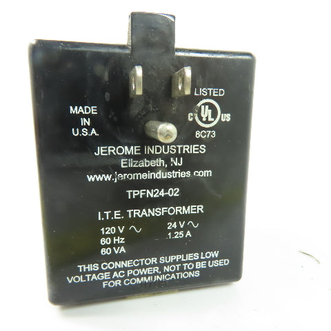 Simco Jerome TPFN24-02 IET Transformer Wall Plug 120V to 24VAC 1.25A 60VA