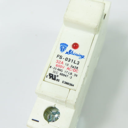 Shining FS-031L3 DIN Rail Fuse Holder 32A 600V 10.3x38mm