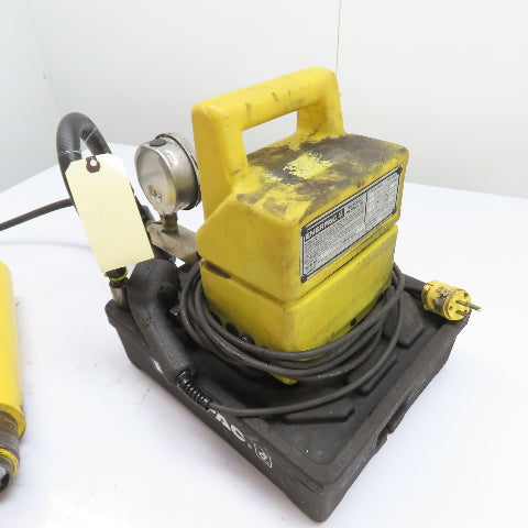 Enerpac PUJ1201B Electric Hydraulic Pump 230V 1Ph W/ RC308 30 Ton Cylinder Ram