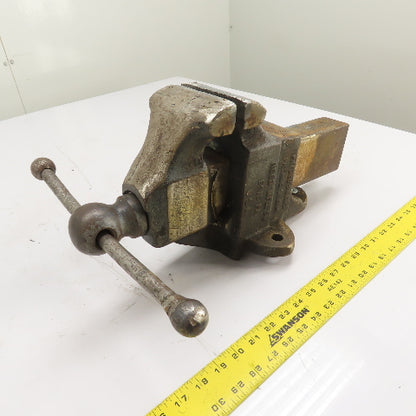 Reed No 104-1/2 Heavy Duty Stationary Bench Vise 4-1/2" Jaw x 6" Open USA