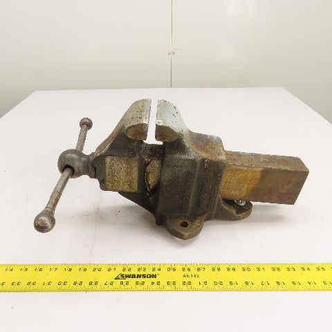 Reed No 104-1/2 Heavy Duty Stationary Bench Vise 4-1/2" Jaw x 6" Open USA
