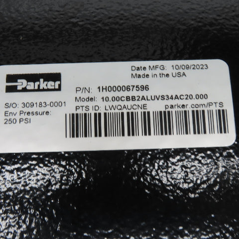 Parker 10.00CBB2ALUVS34AC20.000 10" Bore 20" Stroke Tie Rod Air Cylinder 250 PSI