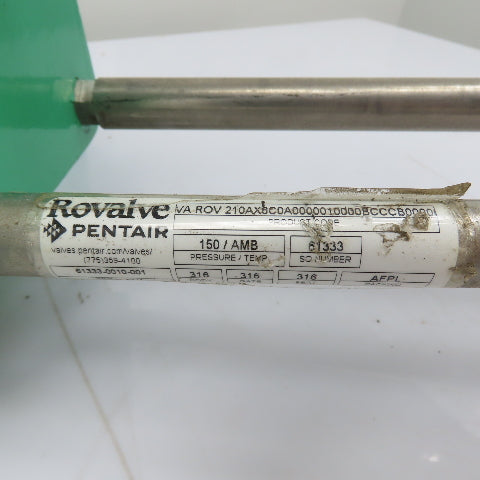 Pentair Rovalve 10-1/2" 316SS Pneumatic Air Actuated Knife Gate Valve 150 PSI