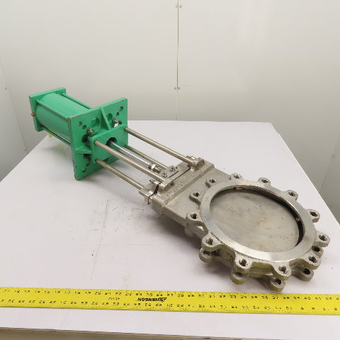 Pentair Rovalve 10-1/2" 316SS Pneumatic Air Actuated Knife Gate Valve 150 PSI