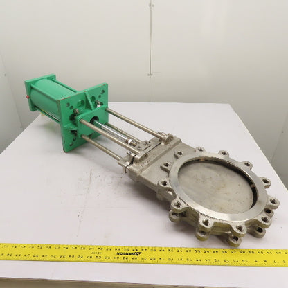 Pentair Rovalve 10-1/2" 316SS Pneumatic Air Actuated Knife Gate Valve 150 PSI