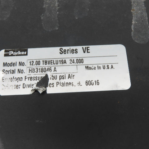 Parker TBVELU19A 12" Bore 24" Stroke Tie Rod Air Cylinder 150 PSI