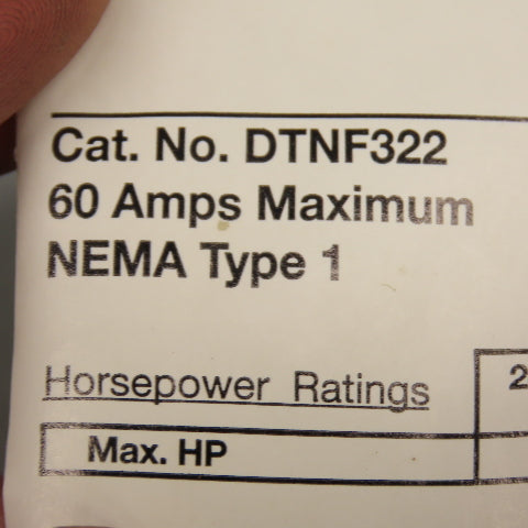 Siemens DTNF322 60A 3-Pole Double Throw Safety Disconnect Switch 240VAC 250VDC