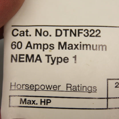 Siemens DTNF322 60A 3-Pole Double Throw Safety Disconnect Switch 240VAC 250VDC