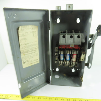 Square D D322N 60A 3-Pole Fusible Safety Disconnect Switch 240VAC