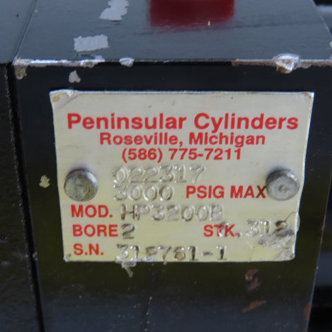Peninsular HP3200B Hydraulic Cylinder 3000 PSI 2" Bore 6.312" Stroke