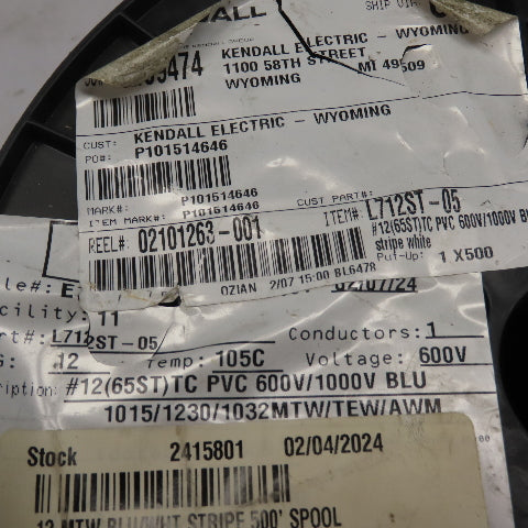 American Wire & Cable L712ST-05 12 AWG MTW Stranded Hook Up Wire Blue 12+lb