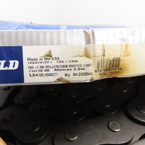 Renold 180-2 10FT Double Strand Riveted Roller Chain 180-2 2-1/4" Pitch 10' L