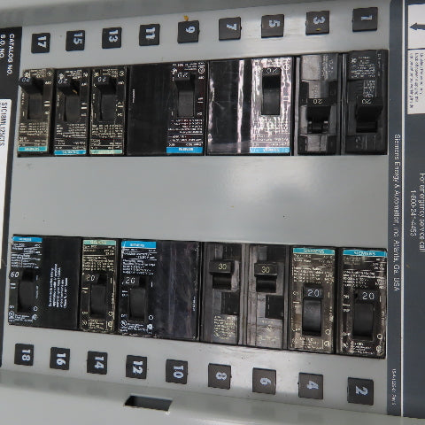 Siemens S1C18ML125CTS 125A Main Lug Circuit Breaker Panelboard 208Y/120V 3Ph 4W