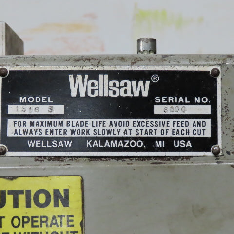 Wellsaw 1316S Swivel 13" x 16" Horizontal Band Saw 3Hp 208-230/480V 3Ph Tested