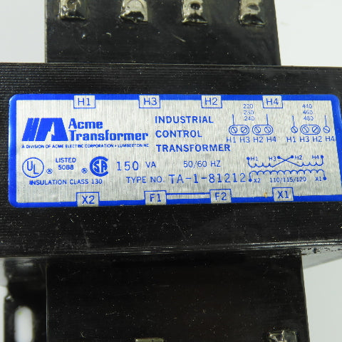 Acme TA-1-81212 150VA Industrial Control Transformer 240/480V Pri 120V Sec 1Ph