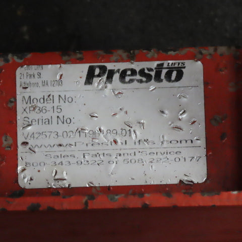 Presto XP36-15 1500Lbs Capacity Manual Hydraulic Rolling Lift Table Cart 24"x48"
