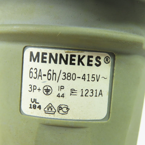 Mennekes TYP 1231A 63A 380-415V 3P+E IP44 Pin And Sleeve Power Plug Connector