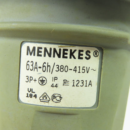 Mennekes TYP 1231A 63A 380-415V 3P+E IP44 Pin And Sleeve Power Plug Connector