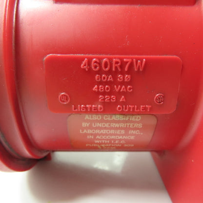 Hubbell 460R7W 60A 480VAC 3 Phase Pin & Sleeve Receptacle (Broken Cap)