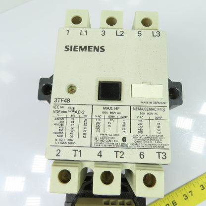 Siemens 3TF48 AC Contactor Motor Starter 600V 3Ph W/ 63-80A Relay 3UA58 00-2U