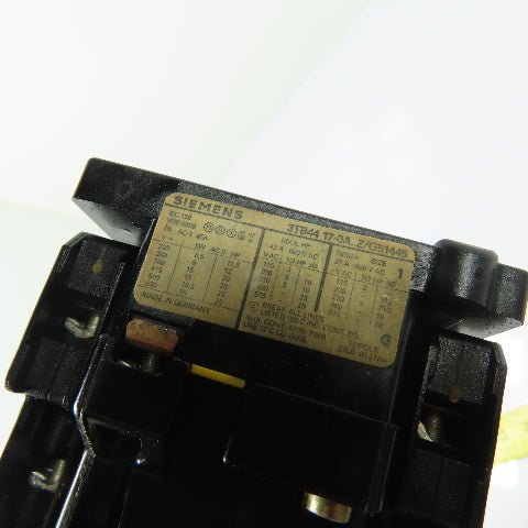 Siemens 3TB44 17-0A..Z/G51445 Motor Starter Contactor W/3UA54 00-2A Relay 10-16A
