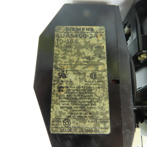 Siemens 3TB44 17-0A..Z/G51445 Motor Starter Contactor W/3UA54 00-2A Relay 10-16A