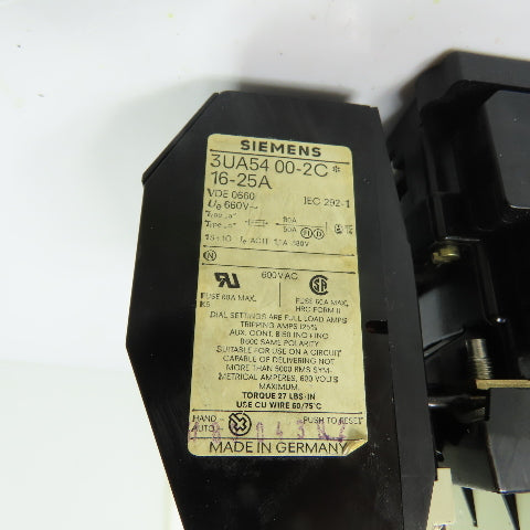Siemens 3TB44 17-0A..Z/G51445 Motor Starter Contactor W/3UA54 00-2C Relay 16-25A