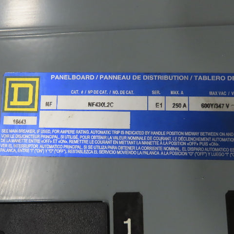 Square D NF430L2C 250A 600Y/347V Panelboard Load Center
