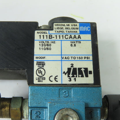 MAC 111B-111CAAA Solenoid Valve 110/120VAC 150PSI 6.8W