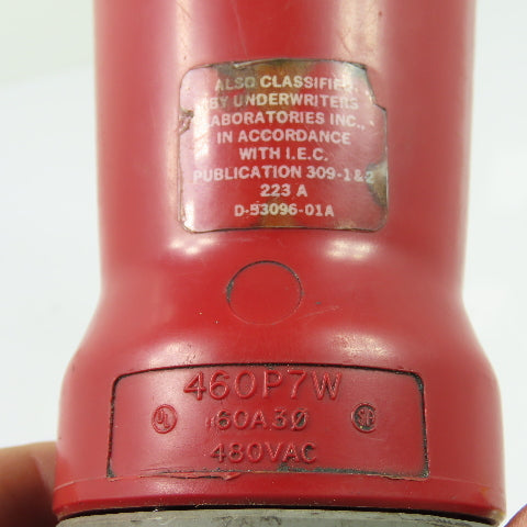 Hubbell 460P7W 60A 3Ph 480VAC Pin and Sleeve Plug Receptacle