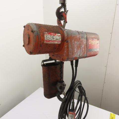 Dayton 9N100B 1 Ton 2000Lb Electric Chain Hoist 15' Lift 16FPM 230/460V 3Ph