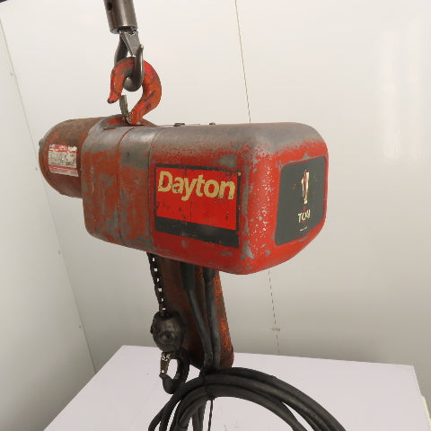 Dayton 9N100B 1 Ton 2000Lb Electric Chain Hoist 15' Lift 16FPM 230/460V 3Ph