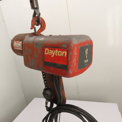 Dayton 9N100B 1 Ton 2000Lb Electric Chain Hoist 15' Lift 16FPM 230/460V 3Ph