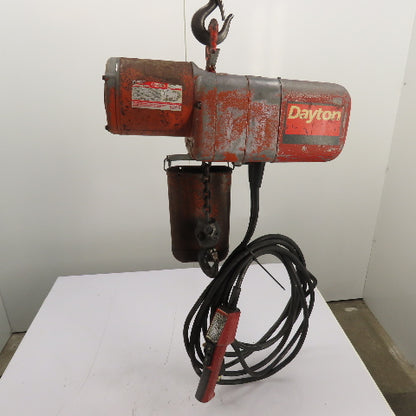 Dayton 9N100B 1 Ton 2000Lb Electric Chain Hoist 15' Lift 16FPM 230/460V 3Ph