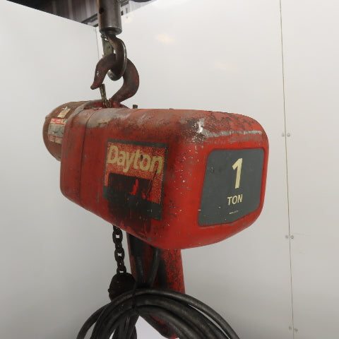 Dayton 9N100B 1 Ton 2000Lb Electric Chain Hoist 15' Lift 16FPM 230/460V 3Ph