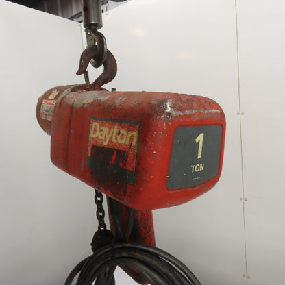 Dayton 9N100B 1 Ton 2000Lb Electric Chain Hoist 15' Lift 16FPM 230/460V 3Ph
