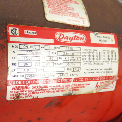 Dayton 9N100B 1 Ton 2000Lb Electric Chain Hoist 10' Lift 16FPM 230/460V 3Ph