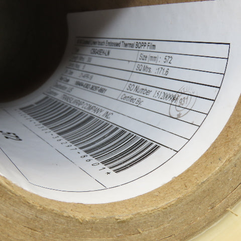 Toppan CBG45EH-LN 572mm x 300m 45M Embossed Thermal Coated Linen BOPP Film